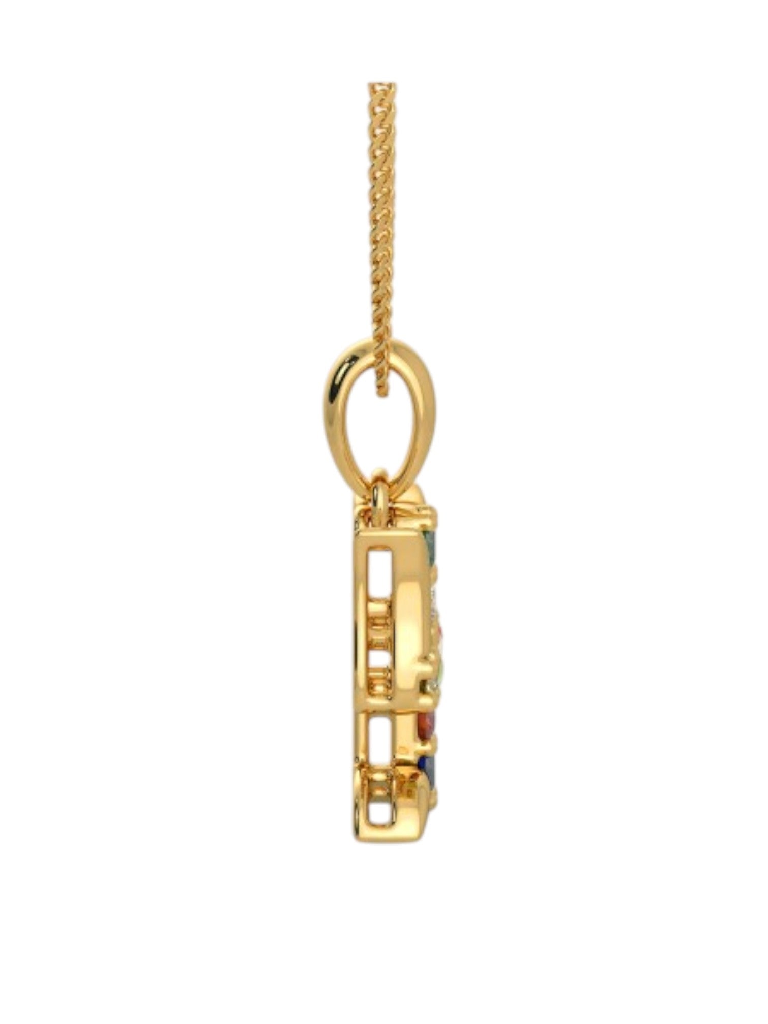 925 Sterling Silver Elegant Design CZ Stones Gold Plated Pendant With Chain For Women By Kesardeep